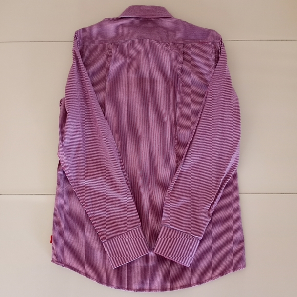 IZOD Mens Vintage Pin Striped Long Sleeve Button Down Dress Shirt Size Small - Picture 6 of 16